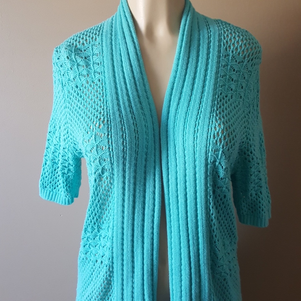 Aqua blue knitted cardigan